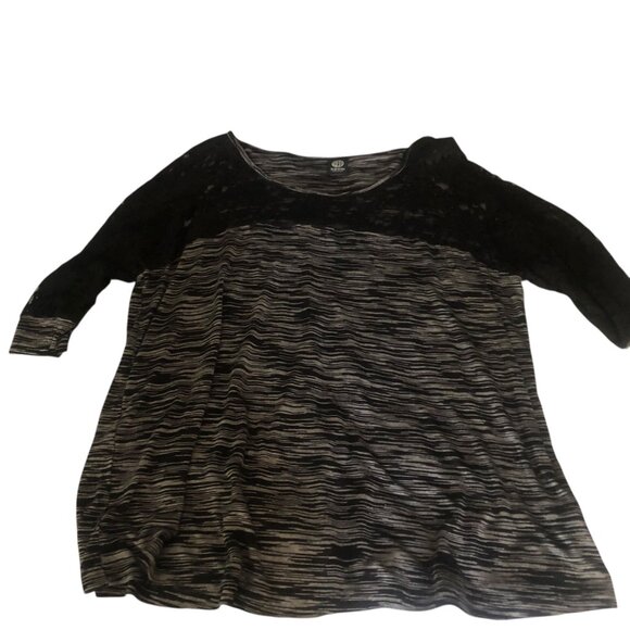 Women's Plus Size 2X Bobeau Stripe Tunic Lace Sleeves - Picture 10 of 10